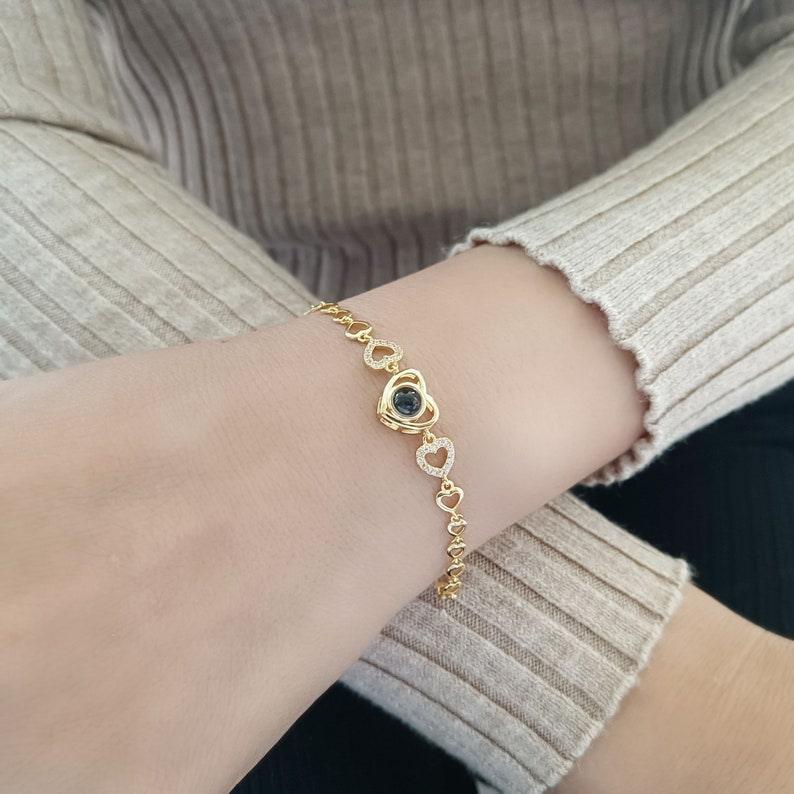 Personalized Heart Photo Projection Bracelet - Sterling Silver - camillaboutiqueshop