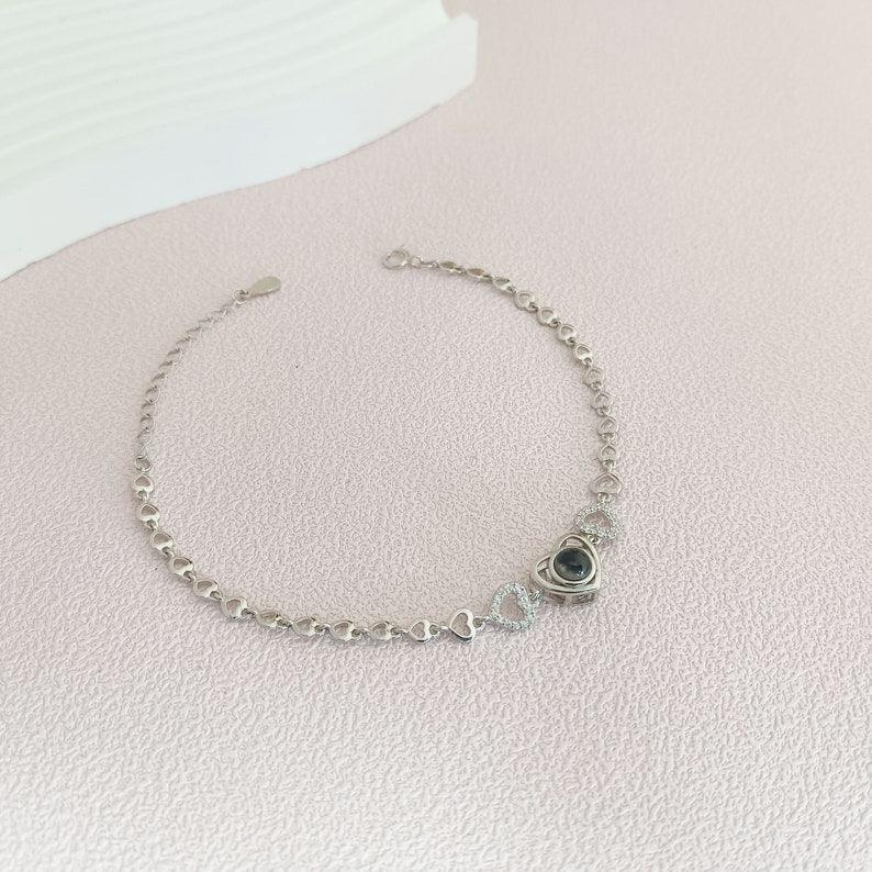Personalized Heart Photo Projection Bracelet - Sterling Silver - camillaboutiqueshop
