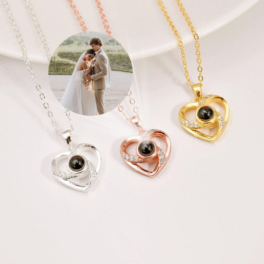 Personalized Photo Projection Necklace Jumping Heart Pendant With Picture Inside - Camillaboutiqueshop