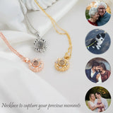Photo Projection Necklace Flower Sterling Silver Rose Gold Pendant - camillaboutiqueshop