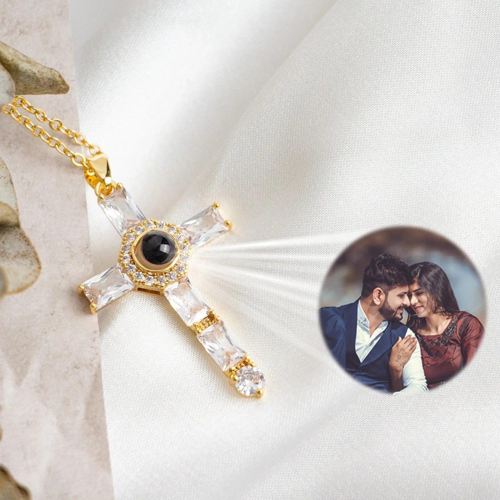 Photo Projection Necklace With Cross Pendant - camillaboutiqueshop