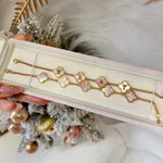 Pink Mother Of Pearl Clover Custom Name Bracelet - camillaboutiqueshop