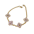 Pink Mother Of Pearl Clover Custom Name Bracelet - Camillaboutiqueshop