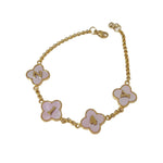 Pink Mother Of Pearl Clover Custom Name Bracelet - camillaboutiqueshop