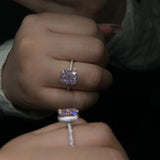 Pink Stone Radiant Cut Engagement Ring In Sterling Silver - camillaboutiqueshop