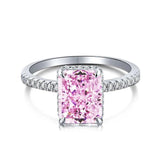 Pink Stone Radiant Cut Engagement Ring In Sterling Silver - camillaboutiqueshop