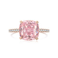 Rose Gold Peachy Pink Stone Cushion Cut Engagement Ring With Double Halo - Camillaboutiqueshop