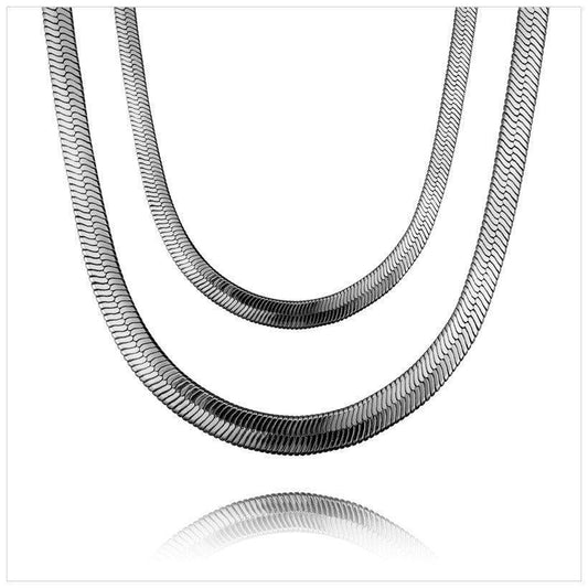 Silver Herringbone Chain Necklace - Camillaboutiqueshop