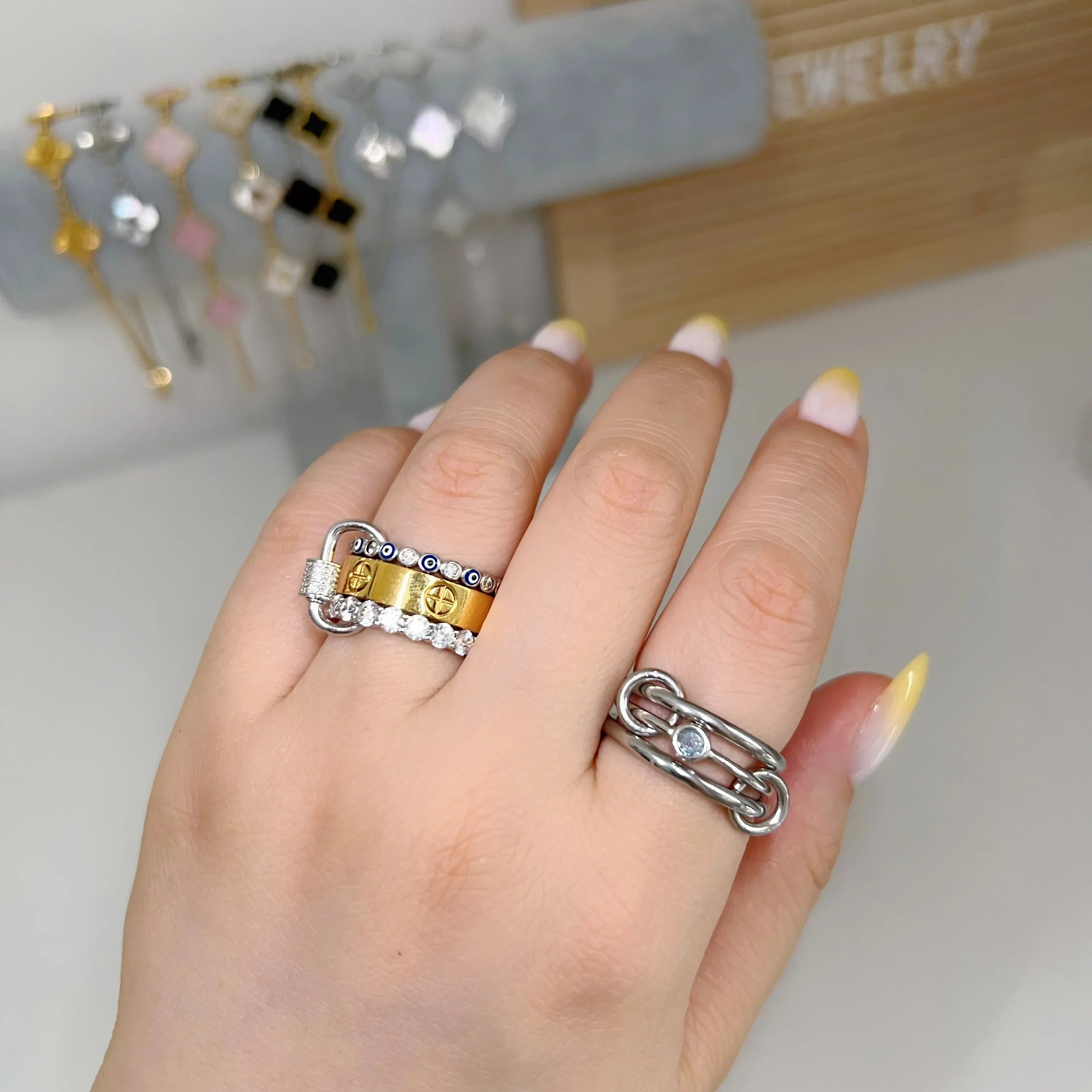 Silver solitaire stacking birthstone ring - camillaboutiqueshop