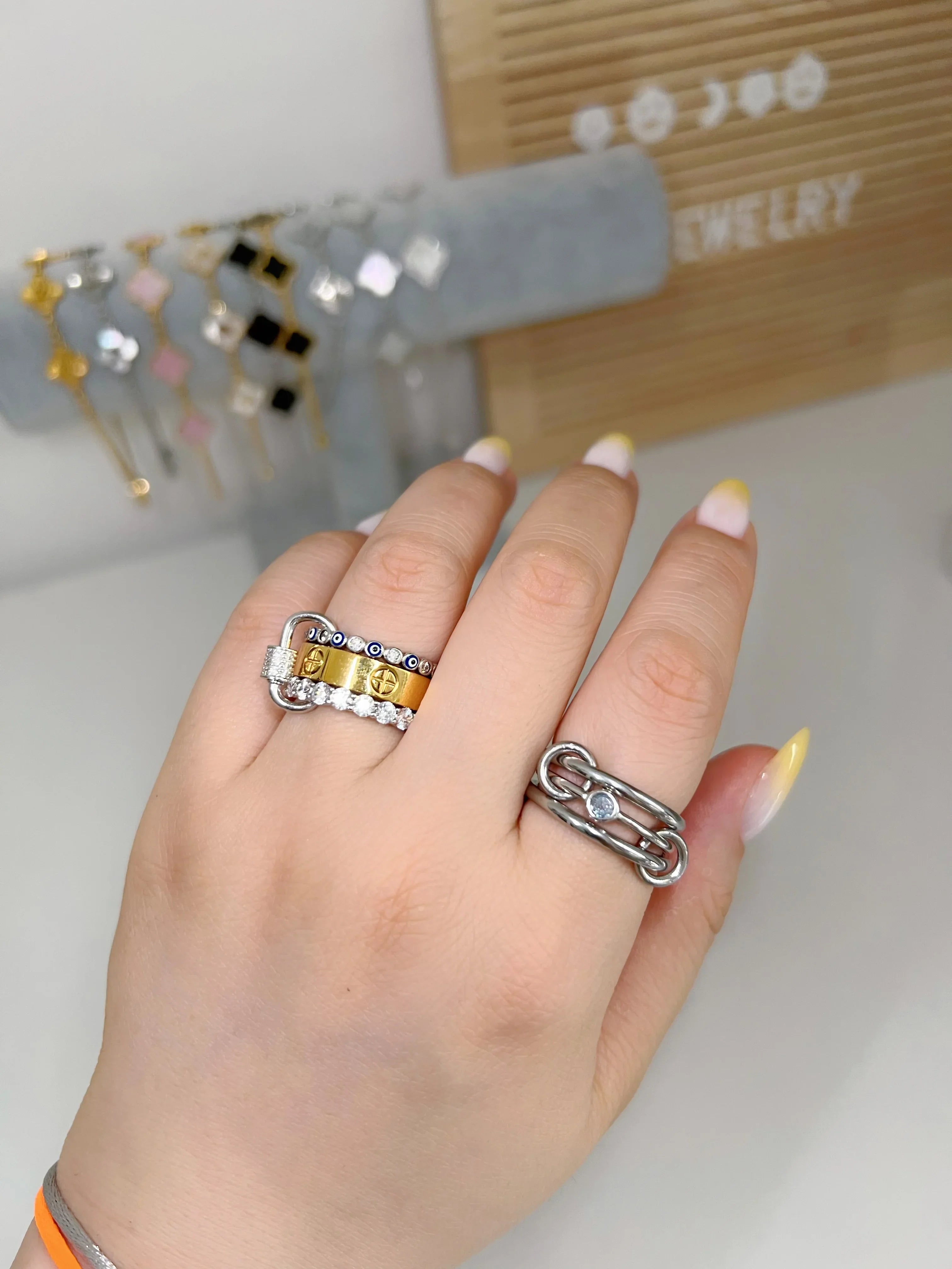 Silver solitaire stacking birthstone ring - camillaboutiqueshop