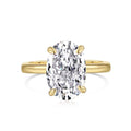 Small Oval-Cut Solitaire Plain Band Ring - Camillaboutiqueshop