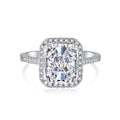 Sparkle Halo Radiant Cut Cubic Zirconia Engagement Ring In White Gold - Camillaboutiqueshop