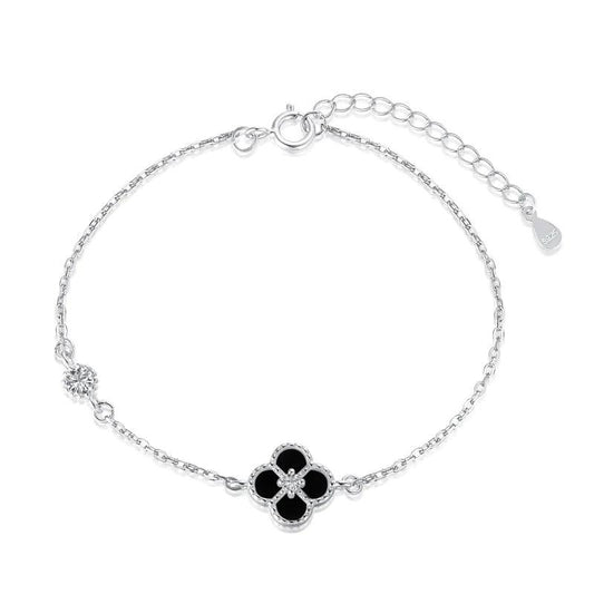 STERLING SILVER BLACK CLOVER BRACELET - Camillaboutiqueshop