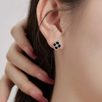 STERLING SILVER BLACK ONYX CLOVER EARRINGS - camillaboutiqueshop