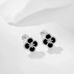 STERLING SILVER BLACK ONYX CLOVER EARRINGS - camillaboutiqueshop