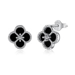STERLING SILVER BLACK ONYX CLOVER EARRINGS - camillaboutiqueshop