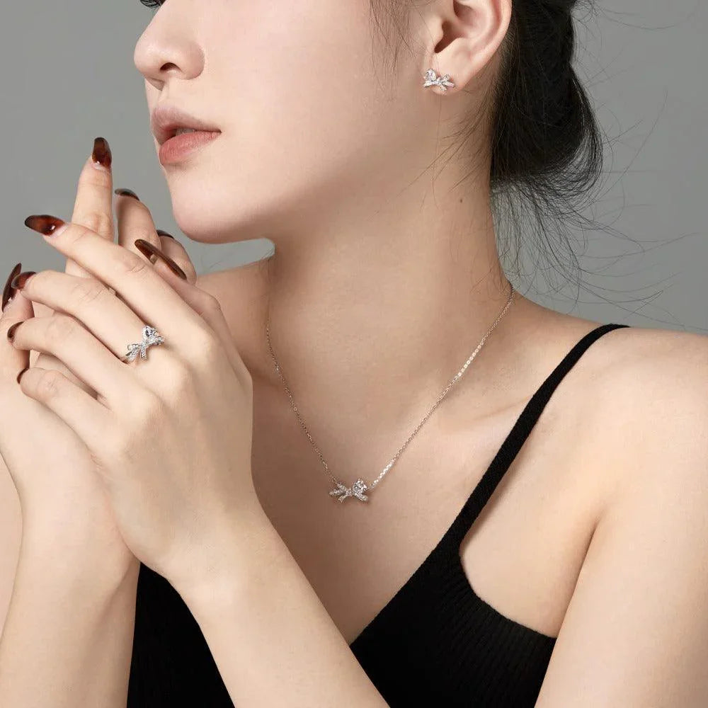 Sterling Silver Bow Necklace - camillaboutiqueshop