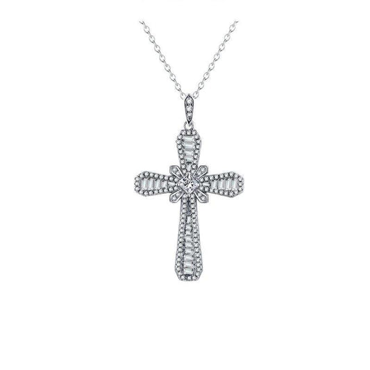 Sterling Silver Crushed Ice Cross Necklace - Camillaboutiqueco camillaboutiqueshop.com