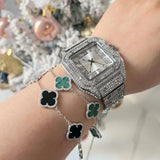 Sterling Silver Diamond Black Onyx Clover Bracelet - camillaboutiqueshop