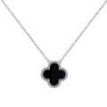 Sterling Silver Diamond Black Onyx Clover Necklace - Camillaboutiqueshop