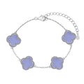 Sterling Silver Diamond Chalcedony Clover Bracelet - Camillaboutiqueshop