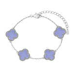 Sterling Silver Diamond Chalcedony Clover Bracelet - camillaboutiqueshop
