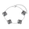 Sterling Silver Diamond Grey Mother Of Pearl Clover Bracelet - Camillaboutiqueshop