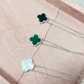 Sterling Silver Diamond Mother Of Peal Clover Necklace - Camillaboutiqueshop