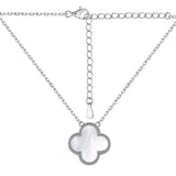 Sterling Silver Diamond Mother Of Peal Clover Necklace - camillaboutiqueshop