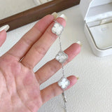 Sterling Silver Diamond Mother Or Pearl Clover Bracelet - camillaboutiqueshop