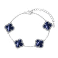 Sterling Silver Diamond Pietersite Clover Bracelet - Camillaboutiqueshop