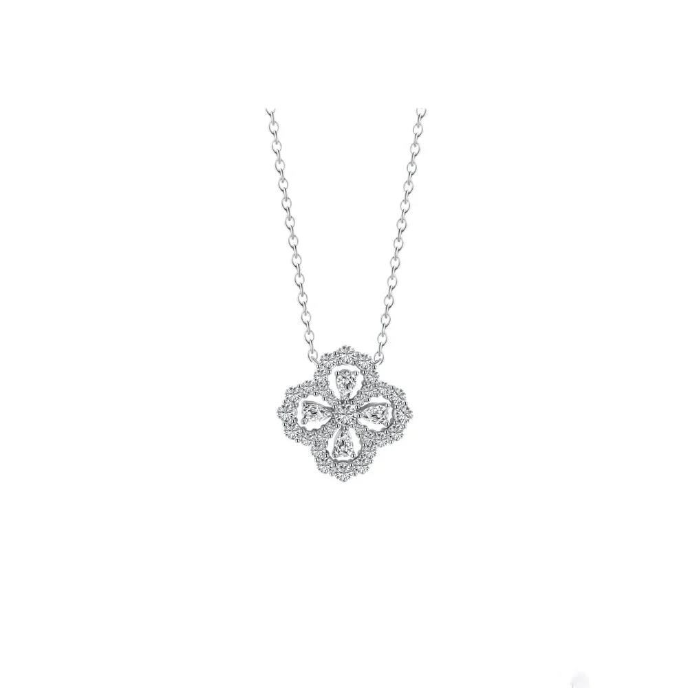 Sterling Silver Iced Clover Necklace - Camillaboutiqueshop