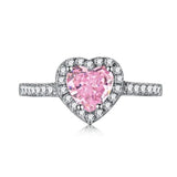 Sterling Silver Lab-Created Pink & White Sapphire Heart Ring - camillaboutiqueshop
