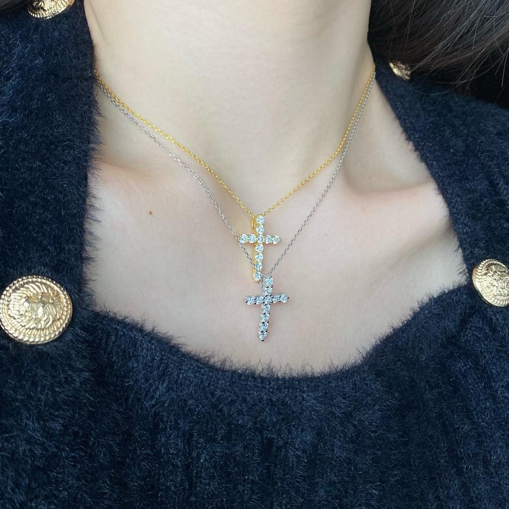 Sterling Silver Mini Cross Pendant Necklace - Camillaboutiqueshop