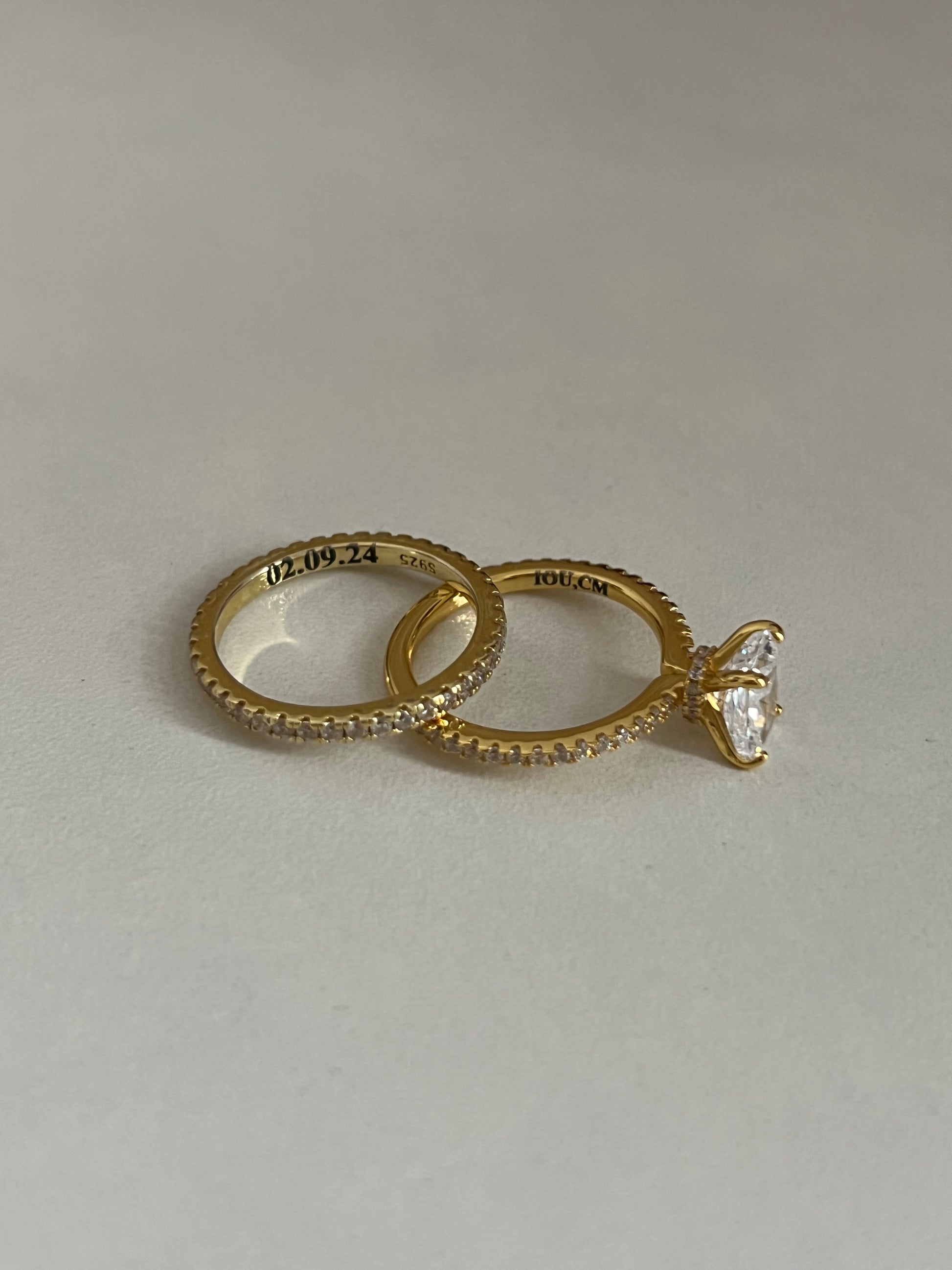 Sterling Silver Tiny Radiant Wedding Ring Set - Camillaboutiqueshop