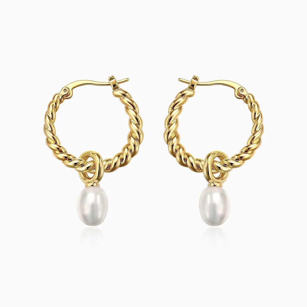 Twisted Pearl Hoop Earrings - Camillaboutiqueshop