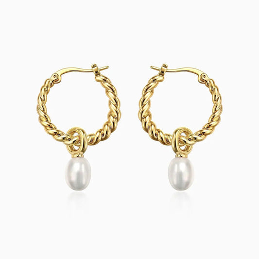 Twisted Pearl Hoop Earrings - Camillaboutiqueshop