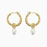 Twisted Pearl Hoop Earrings - camillaboutiqueshop