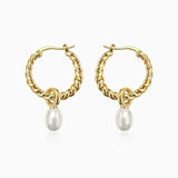Twisted Pearl Hoop Earrings - camillaboutiqueshop