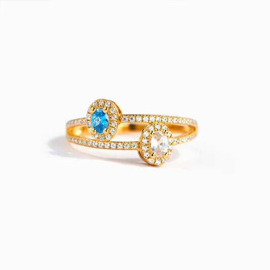 TWO BIRTHSTONES DOUBLE BAND RING - Camillaboutiqueshop