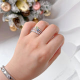 TWO HEART-SHAPE BIRTHSTONE DOUBLE BAND RING - camillaboutiqueshop