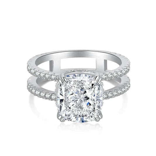 Unique Design Cushion Cut Cubic Zirconia Engagement Ring In Sterling Silver - Camillaboutiqueco