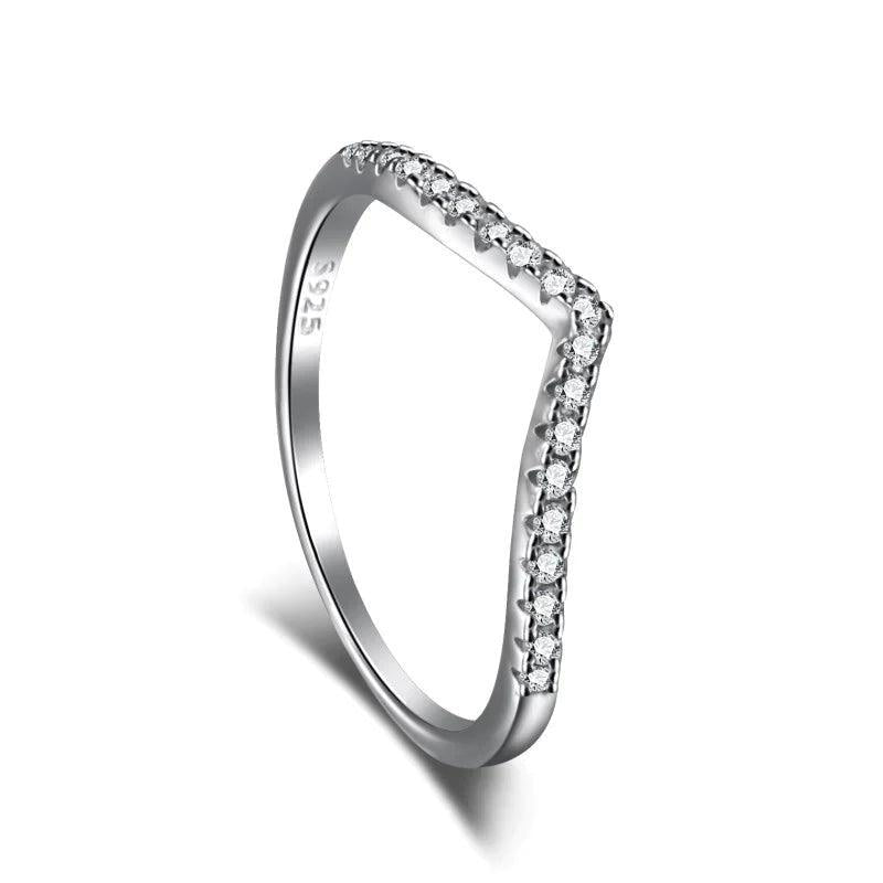 Wishbone CZ Curved Half Eternity Ring in Sterling Silver - camillaboutiqueshop